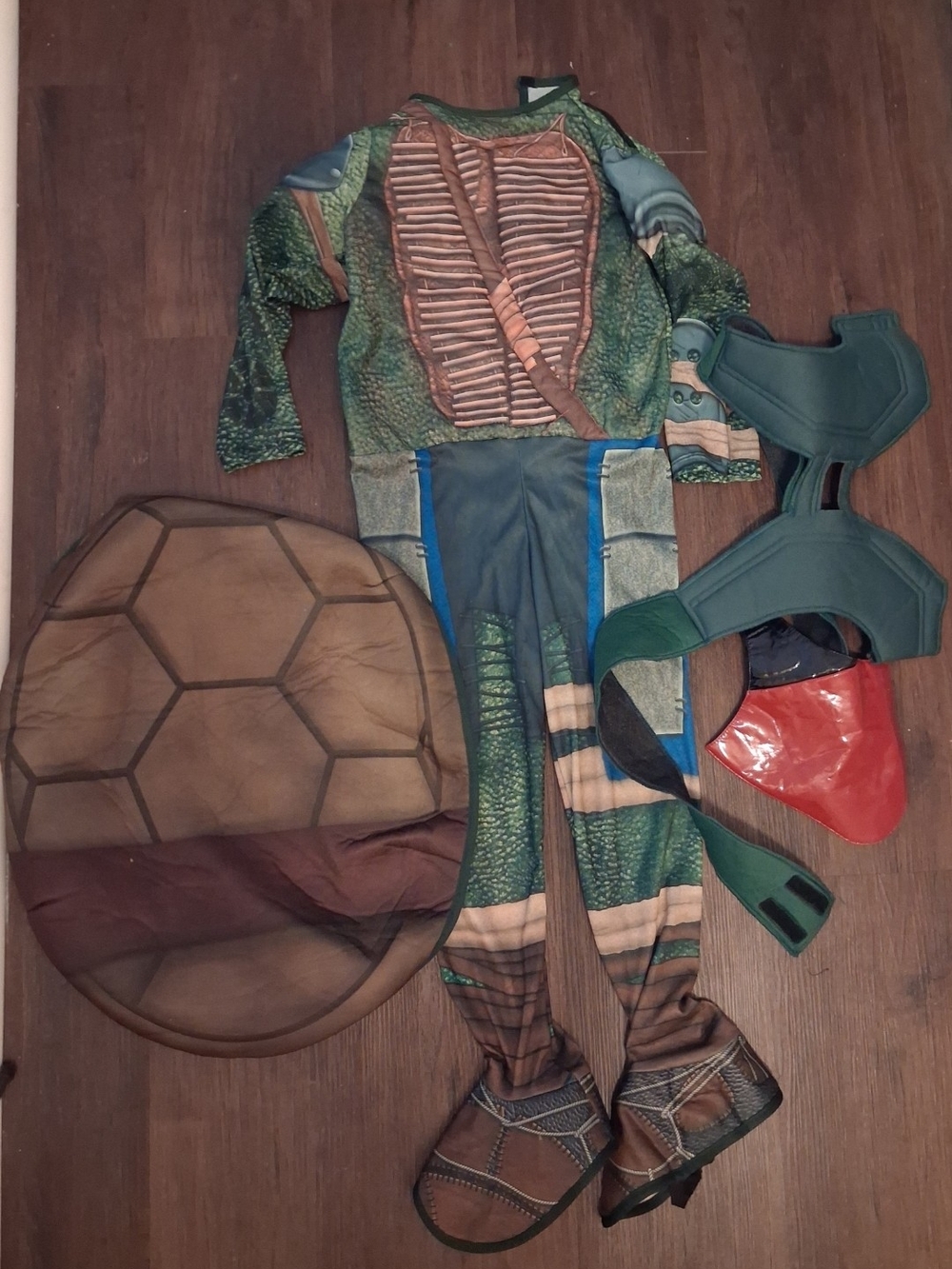Green Turtle Hero Kids Costume with Shell. Youth Small